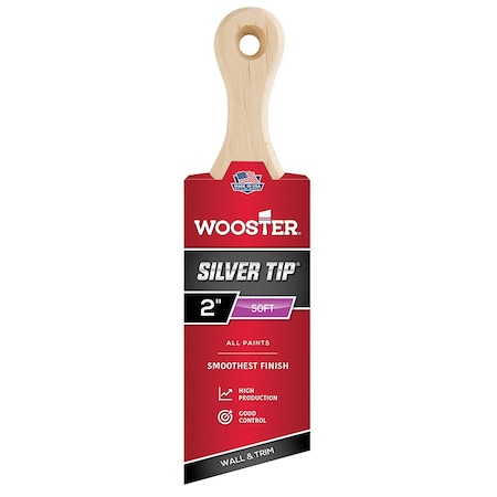Wooster 2" Angle Sash Soft, Silver CT Polyester Bristle, Paint Brush, Wood Handle 5225